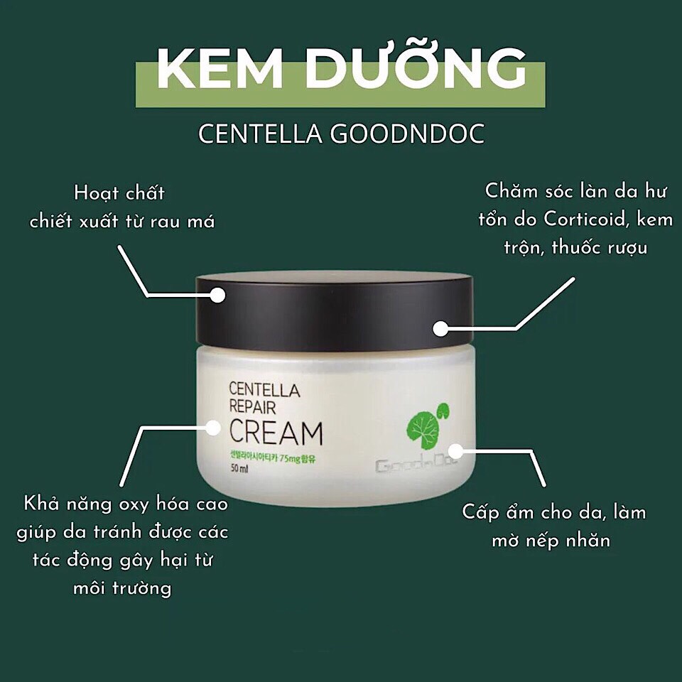 Kem dưỡng da phục hồi Goodndoc Centella Repair Cream